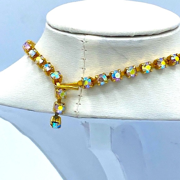 Vintage AB Rhinestones ( Golden) Necklace Set - Picture 6 of 6
